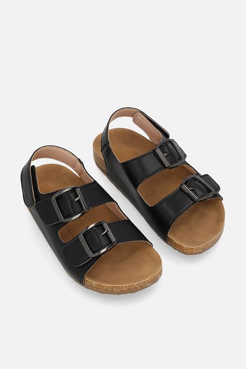 Twin strap sandals - black