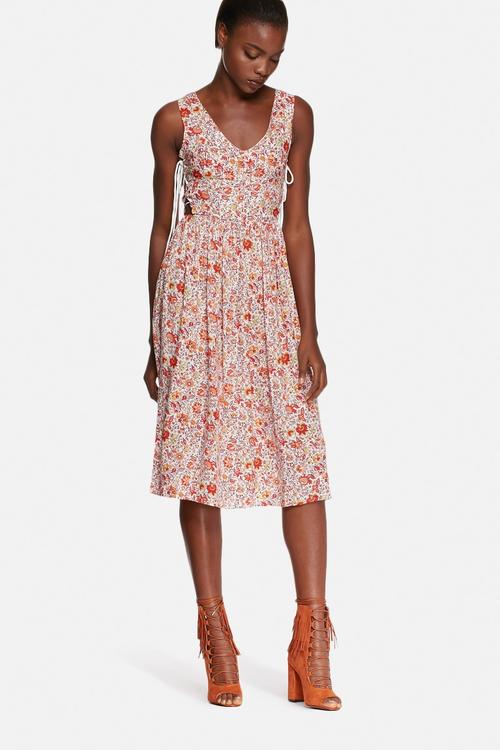 Floral lace-up dress