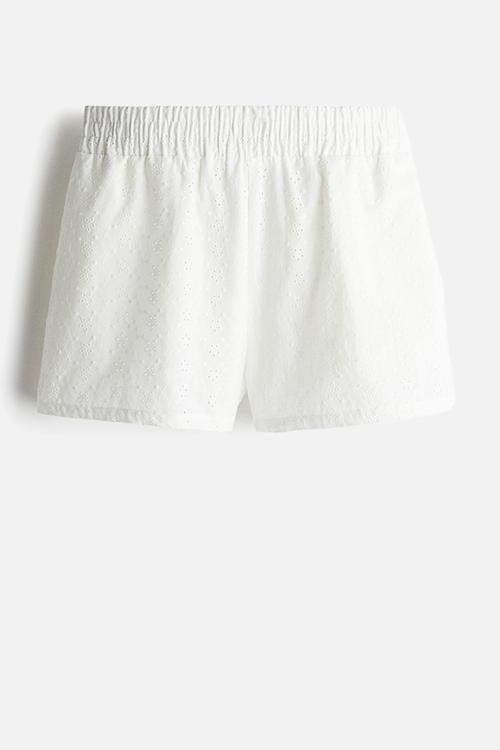 High-waisted broderie anglaise shorts - white