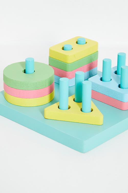Wooden building blocks - multicolour