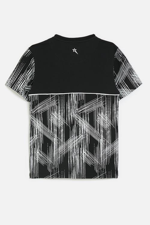 Boys pin tuck rotary print t-shirt  - black
