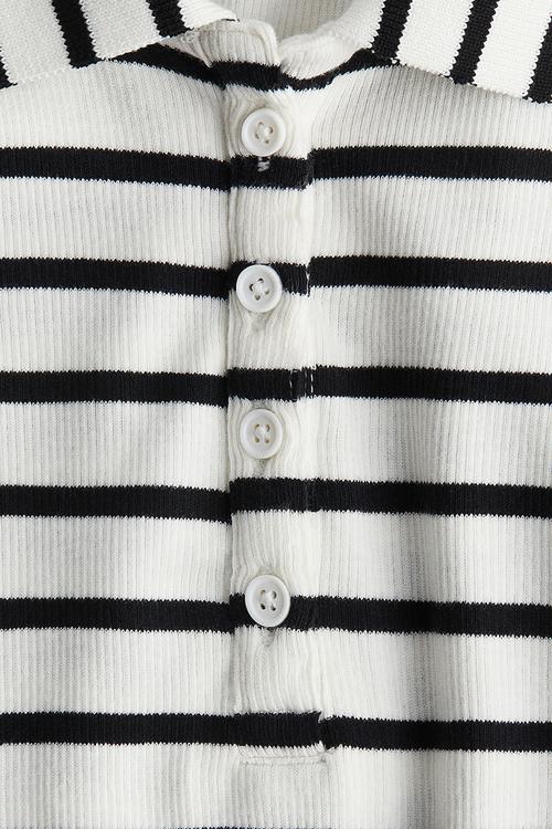Ribbed polo shirt - white striped