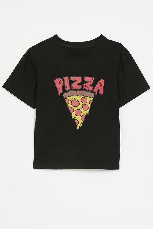 Pizza placement print tee - black