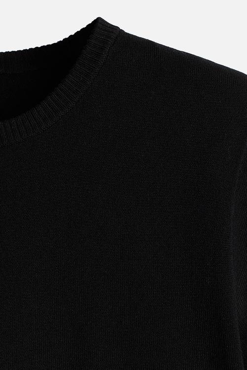 Fine-knit t-shirt - black