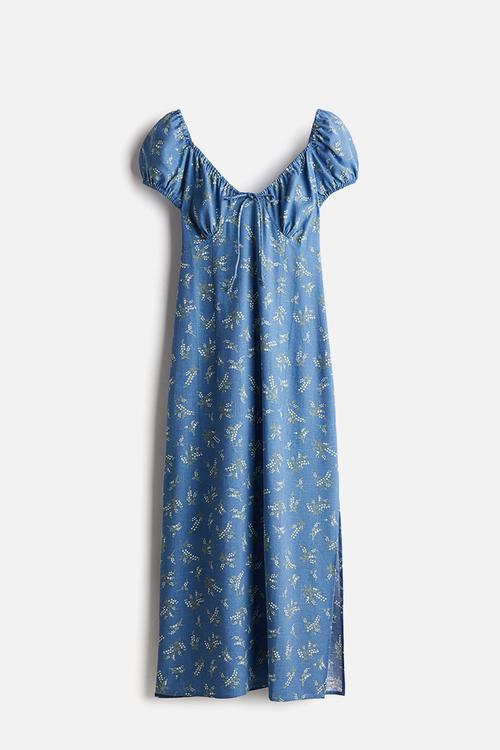 Tie-detail maxi dress - blue floral