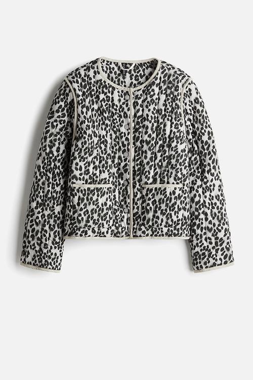 Quilted jacket - black & leopard print