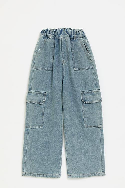 Denim cargo jeans-stone wash