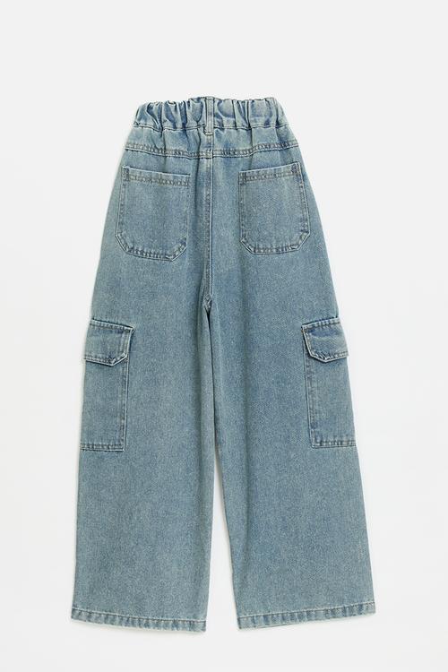 Denim cargo jeans-stone wash