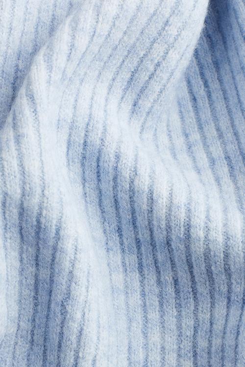 Tie-detail rib-knit top - light blue marl