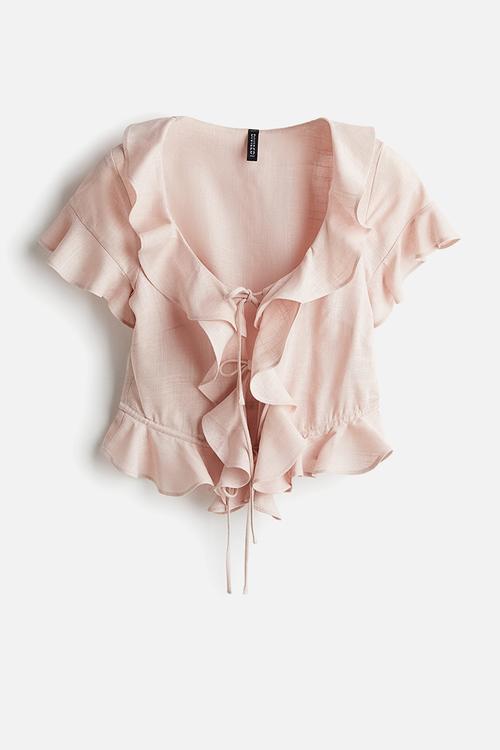 Flounced blouse - light dusty pink