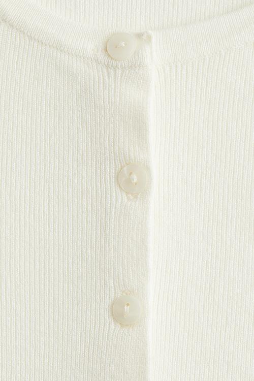 Short-sleeved fine-knit cardigan - cream 
