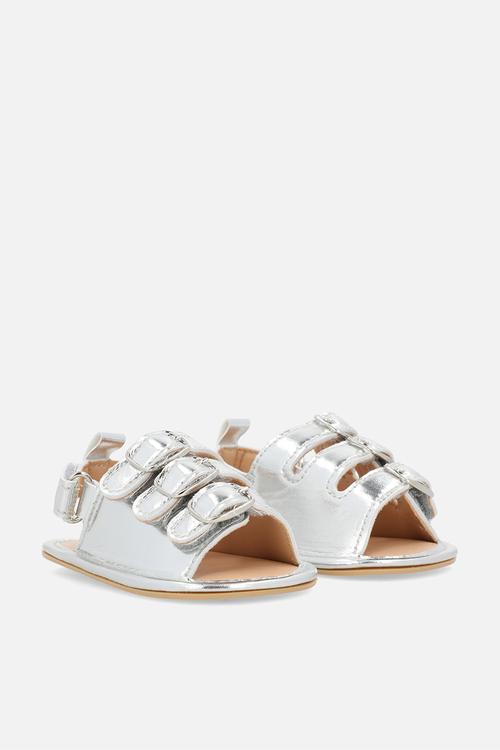Buckle strap sandals - silver