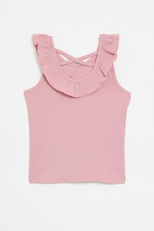 Ruffle collar tee - pink