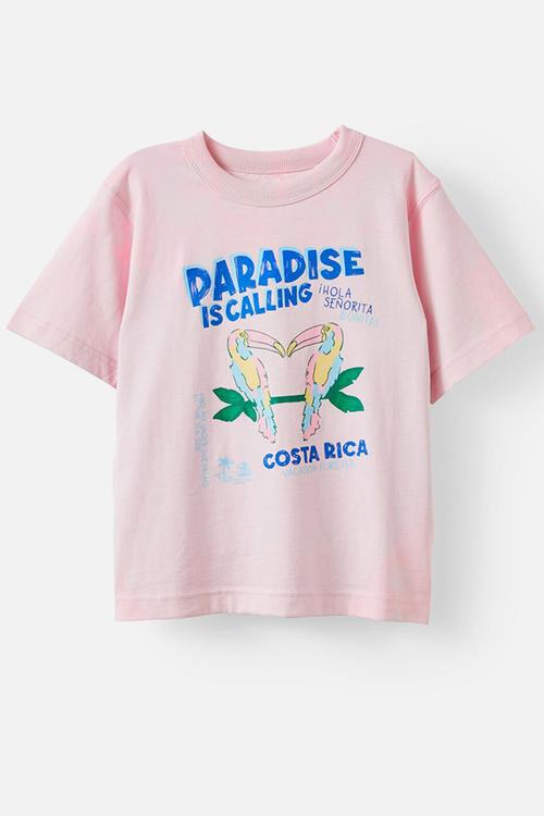Poppy oversize graphic print tee - tea party pink/tucan love