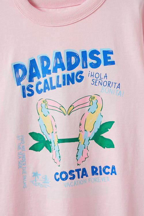 Poppy oversize graphic print tee - tea party pink/tucan love