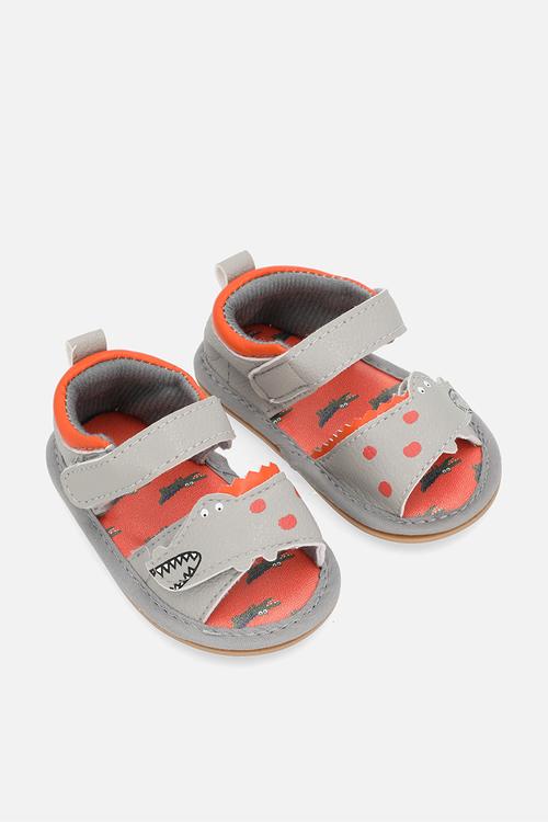 Open toe sandals - grey/orange