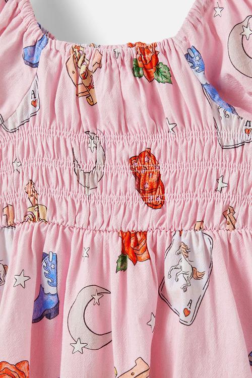 Emerson puff sleeve dress - pink/western