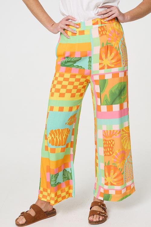 Wide Leg Printed Pant - multi