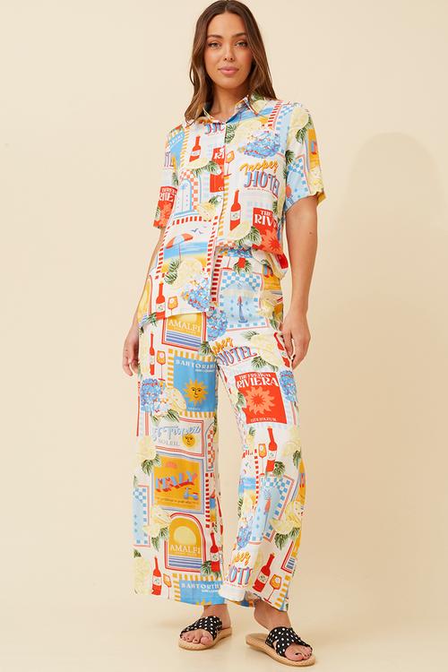 Wide Leg Printed Pant - multi