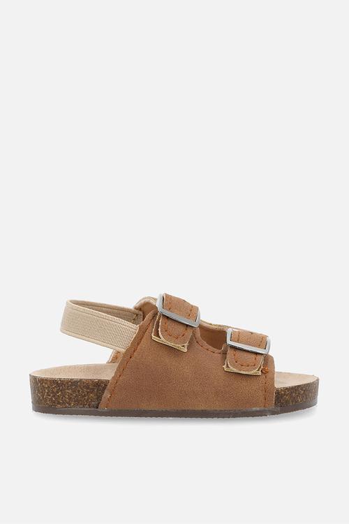 Twin buckle strap sandals - brown