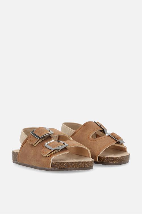 Twin buckle strap sandals - brown