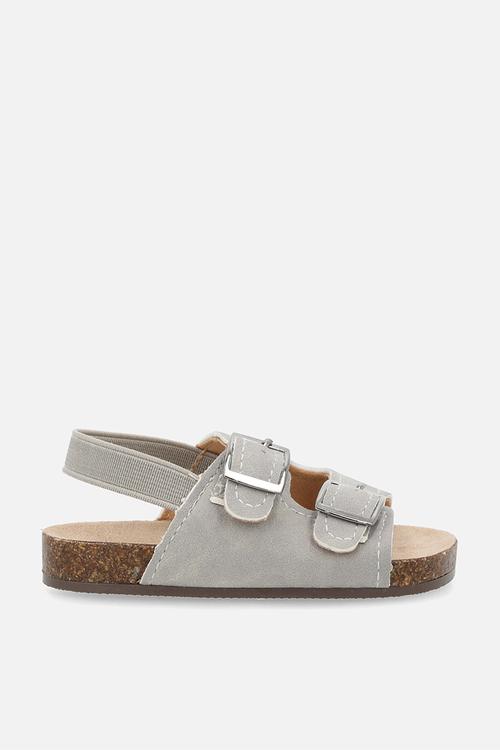 Twin buckle strap sandals - grey