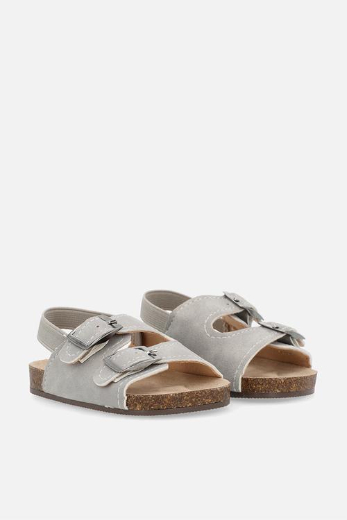 Twin buckle strap sandals - grey