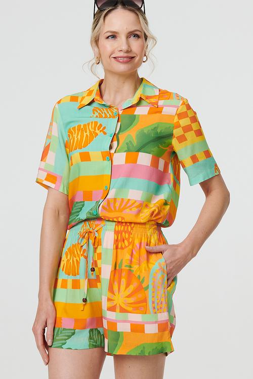 Short sleeve regular fit blouse - multi