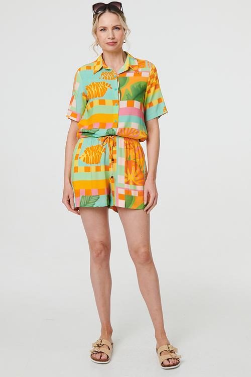 Short sleeve regular fit blouse - multi
