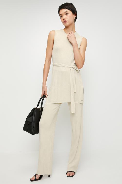 Bree Knitted Co-Ord Pants  - Stone