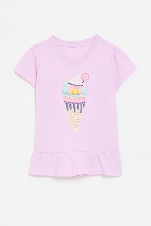 Frilled hem tee - lilac