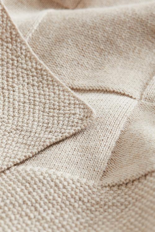 Knitted cotton blanket - beige