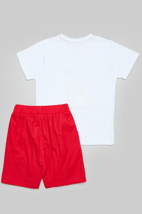 Placement print tee & shorts - white/red/multi