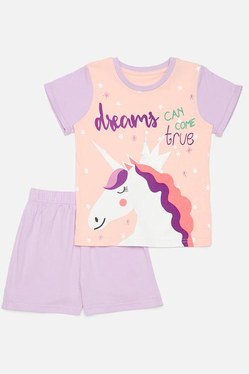 Printed tee & short set - multi