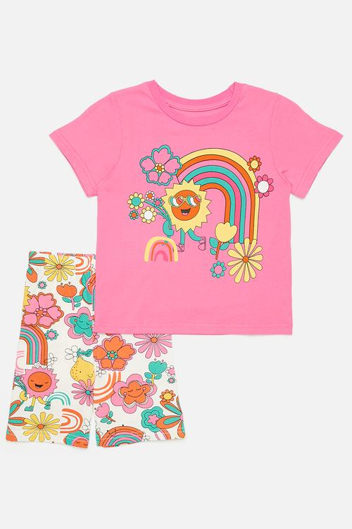 Tee & cycle short set - multi