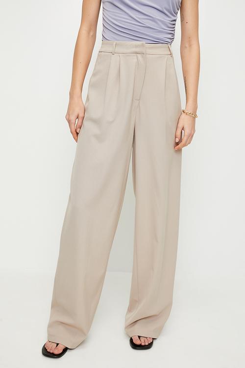 Edition stone wide leg woven trousers  - stone