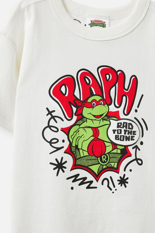 Licensed Drop Shoulder Short Sleeve Tee - Lcn Nic Vanilla/Tmnt Raph