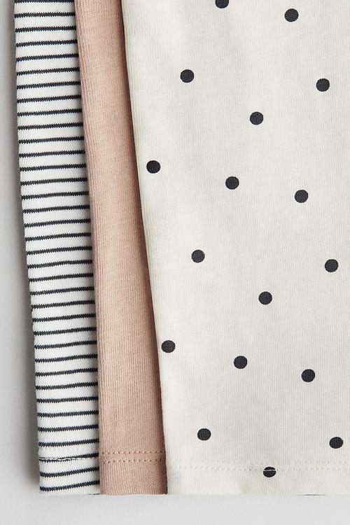 3-Pack cotton sleepsuits - cream/spotted