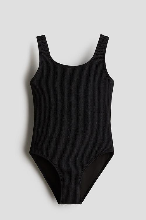 Ribbed swimsuit - black