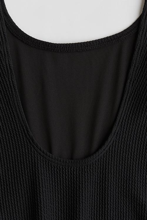 Ribbed swimsuit - black