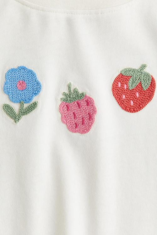 Motif-detail t-shirt - white/fruits 