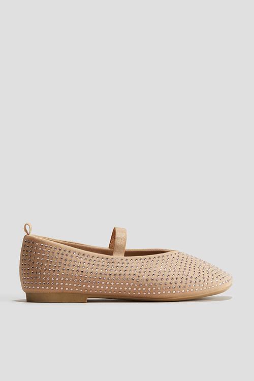 Embellished ballet pumps - beige