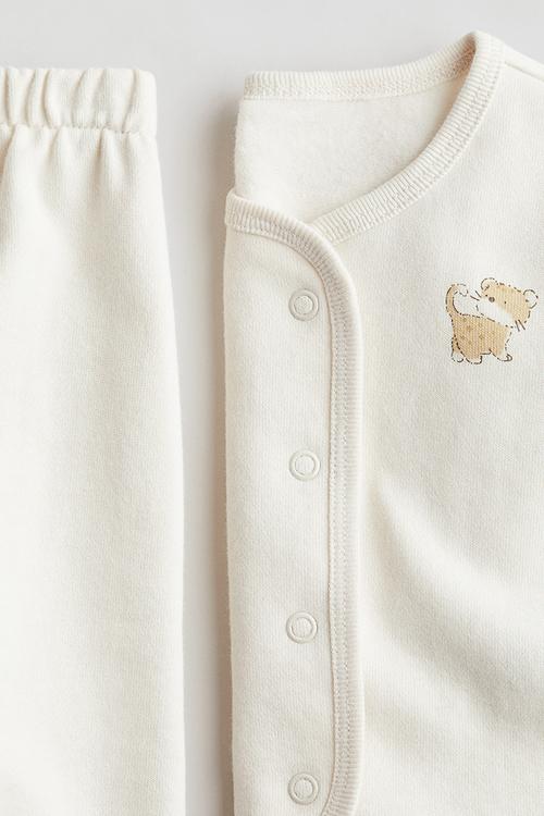 2-piece cardigan and joggers set - white/leopard 