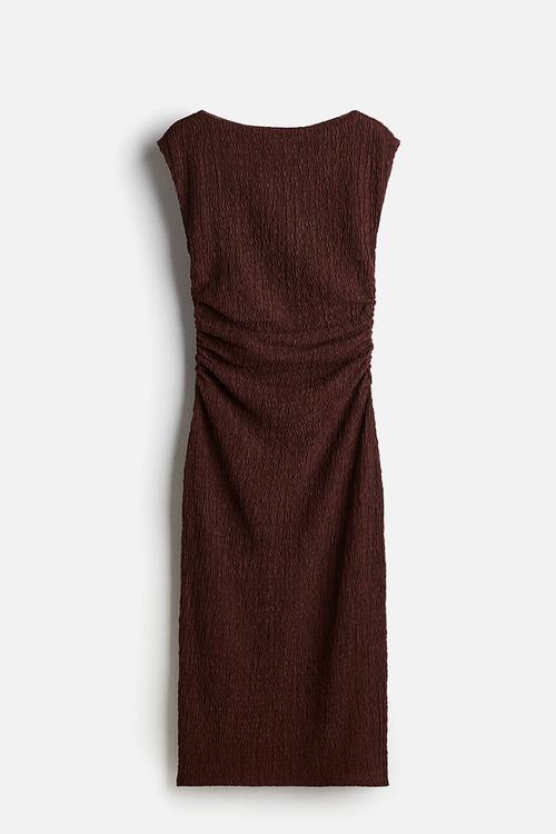 Draped bodycon dress - dark brown