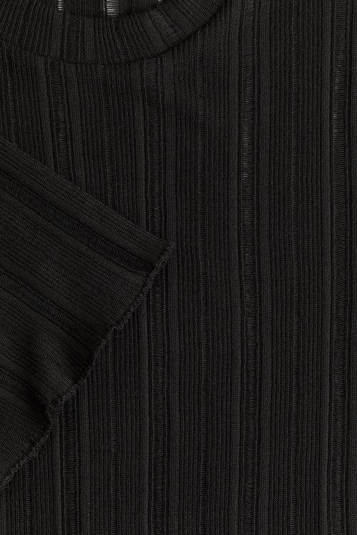 Rib-knit top - black