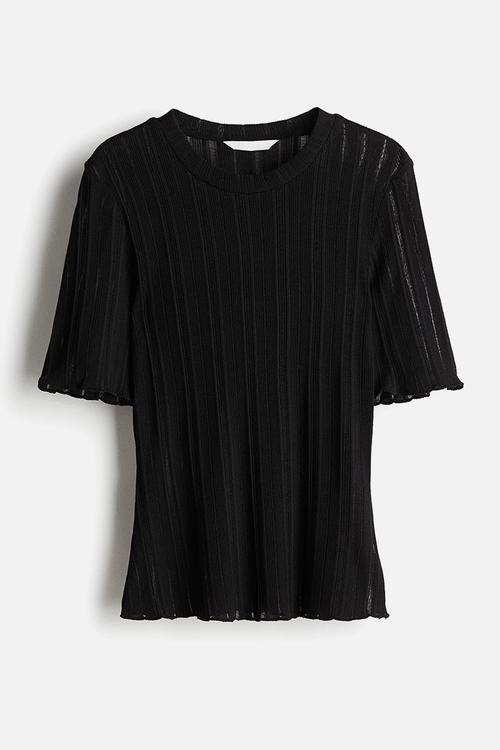 Rib-knit top - black