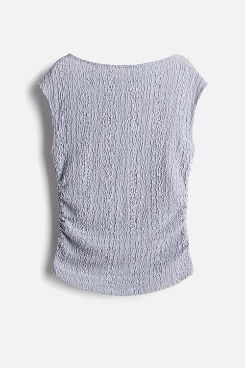 Textured jersey top - light blue