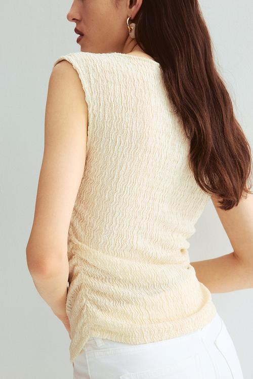 Textured jersey top - cream