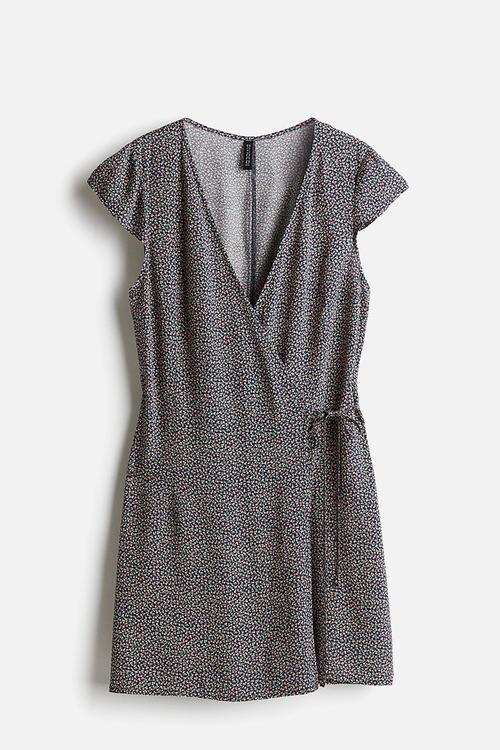 Crêpe wrap dress - navy blue floral
