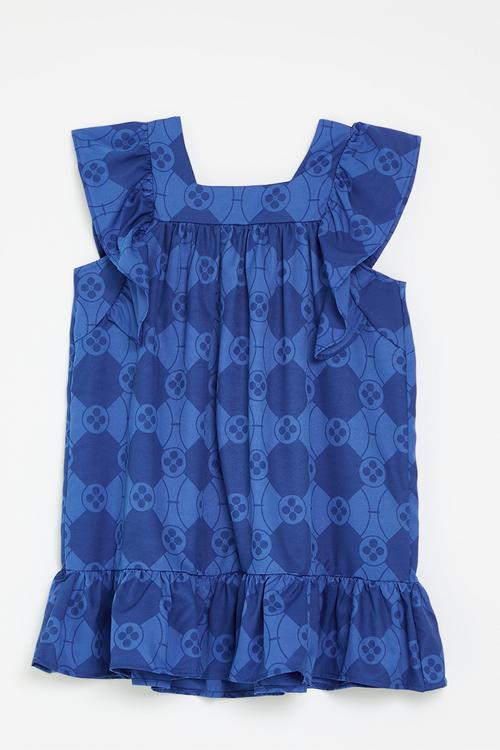 Frilled sleeve dress - blue